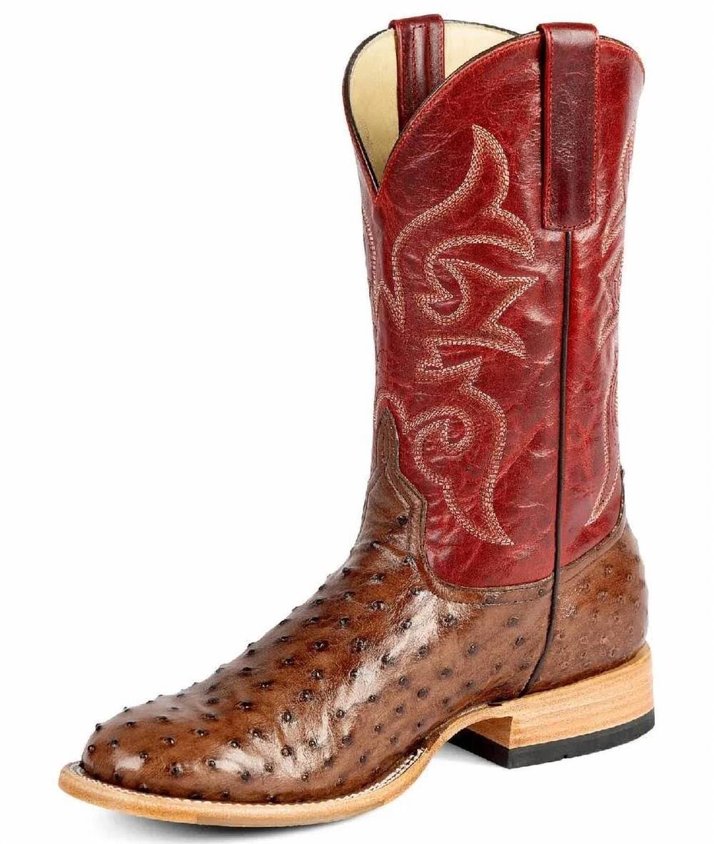NEW HORSE POWER BOOTS men's top hand round-toe full quill ostrich boot in kango